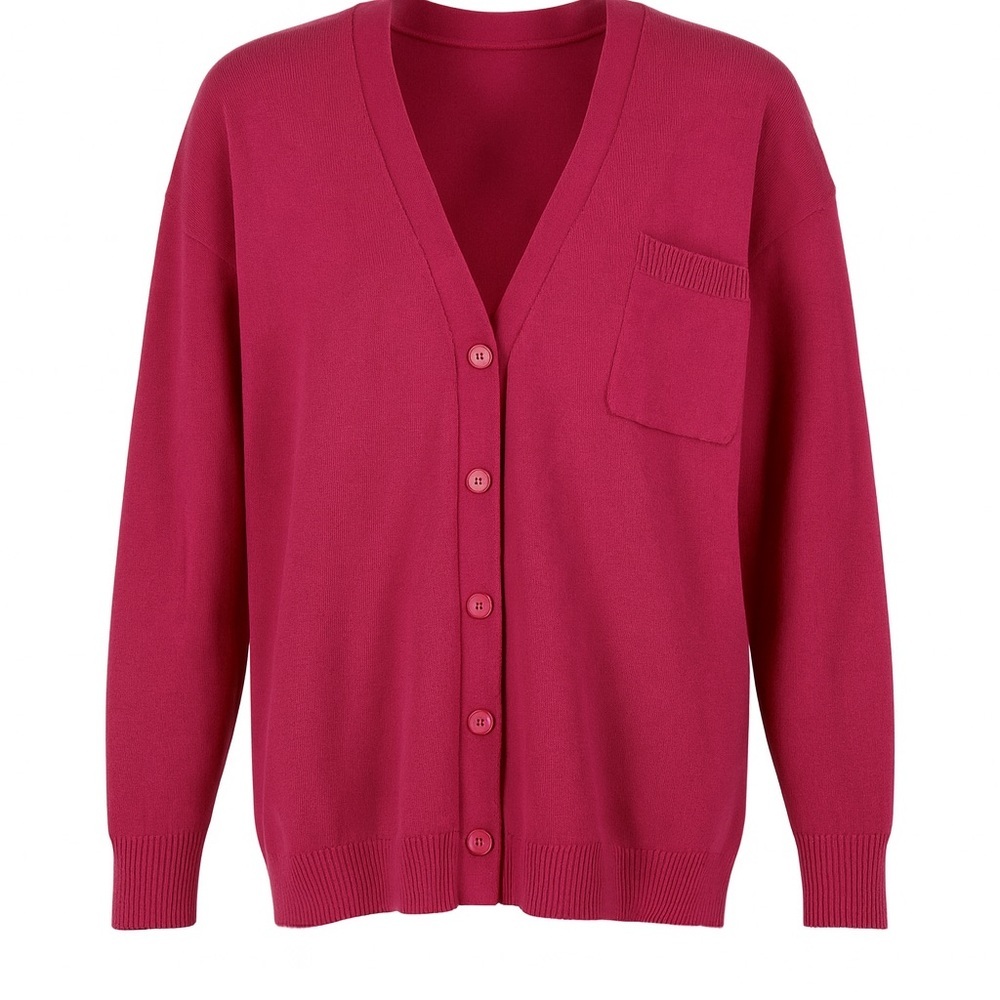 Nicole & David Oversized Cardigan Size L 100% Cotton Deep Wine Red • V neck